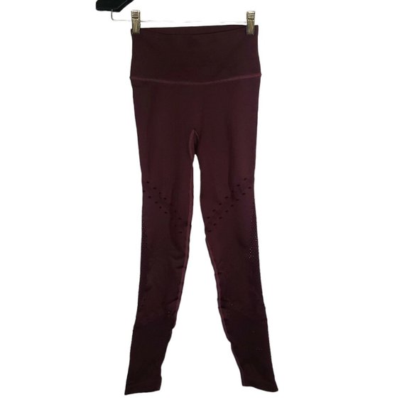 Victoria's Secret Pants - Victoria's Secret Sport Leggings Perforated Lacey Seamless Mesh Burgundy Wine